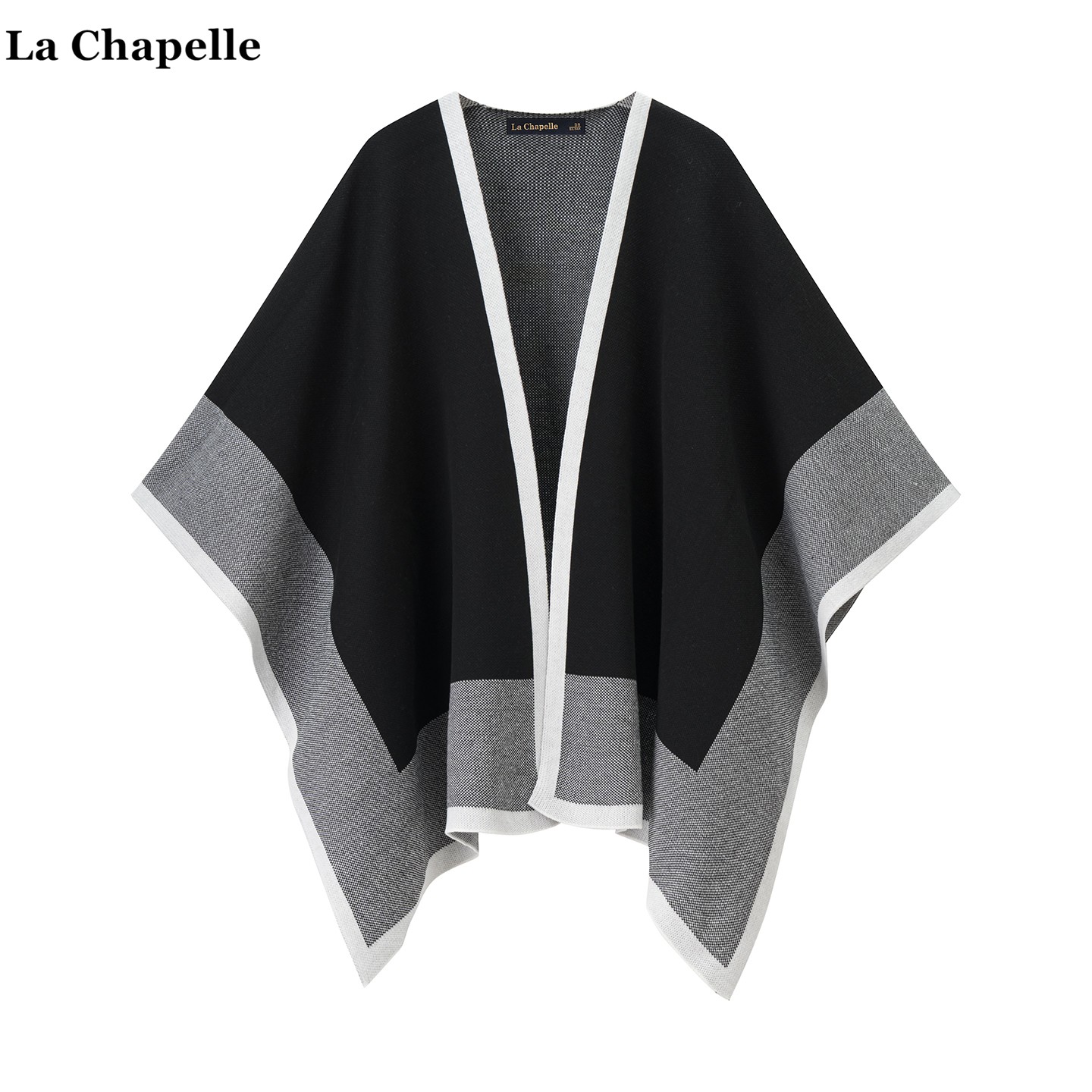 拉夏贝尔/La Chapelle韩系撞色斗篷披肩女高级感保暖围巾针织披风