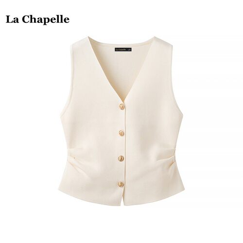 拉夏贝尔/La Chapelle小香风收腰显瘦马甲背心秋季高级感无袖上衣