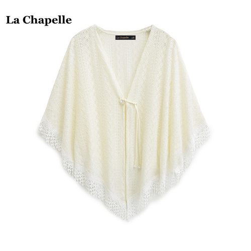 拉夏贝尔/La Chapelle新中式盘扣蕾丝披肩女外搭旗袍流苏斗篷披风