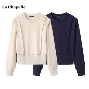 卫衣女宽松短款 拉夏贝尔 高级感正肩长袖 Chapelle秋冬新款 上衣