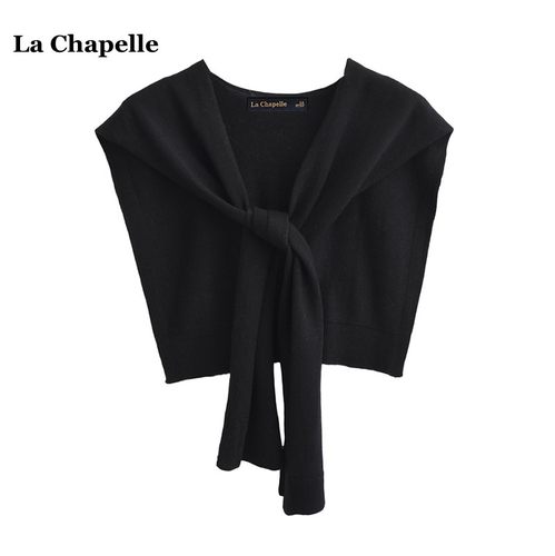 拉夏贝尔/La Chapelle韩系百搭纯色针织小披肩女外搭衬衫坎肩围巾
