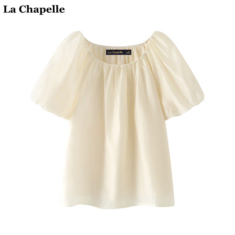 拉夏贝尔/La Chapelle夏季新款纯色泡泡袖天丝上衣女韩版短袖衬衫怎么看?