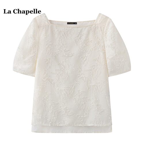 拉夏贝尔/La Chapelle小众设计感剪花短袖衬衫女夏季新款宽松上衣