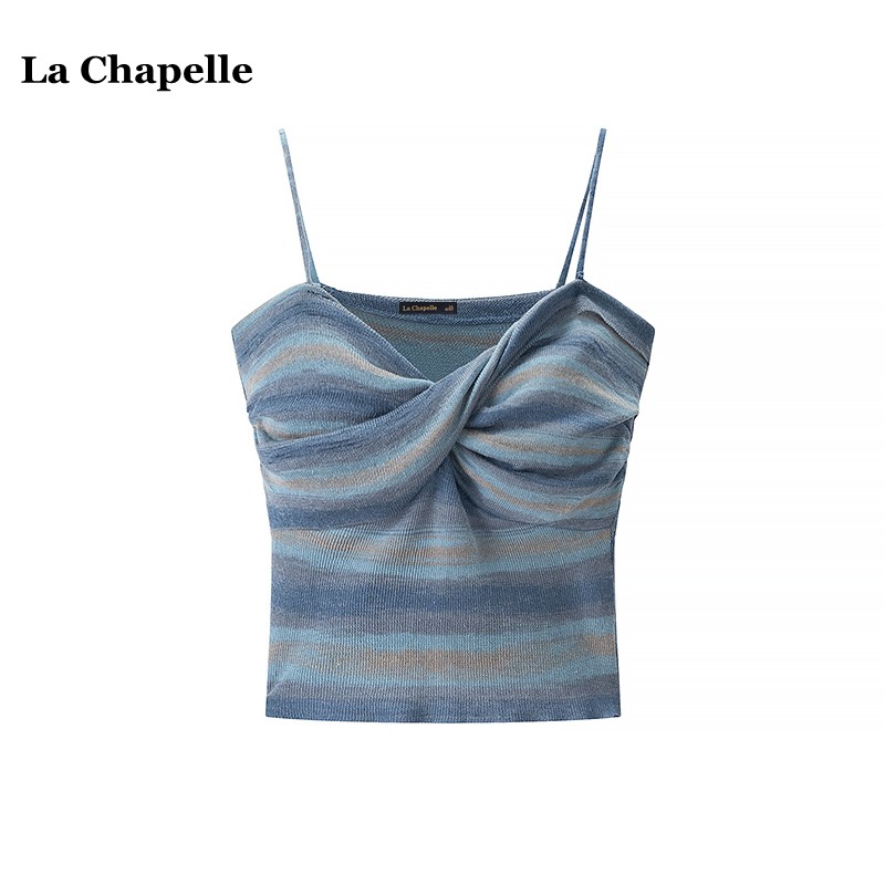 拉夏贝尔/La Chapelle彩色条纹针织吊带背心女夏季多巴胺抹胸上衣
