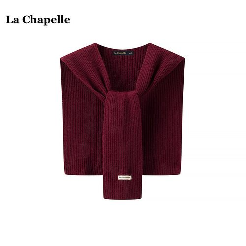 拉夏贝尔/La Chapelle安可拉红针织小披肩外搭女秋冬护肩围巾坎肩