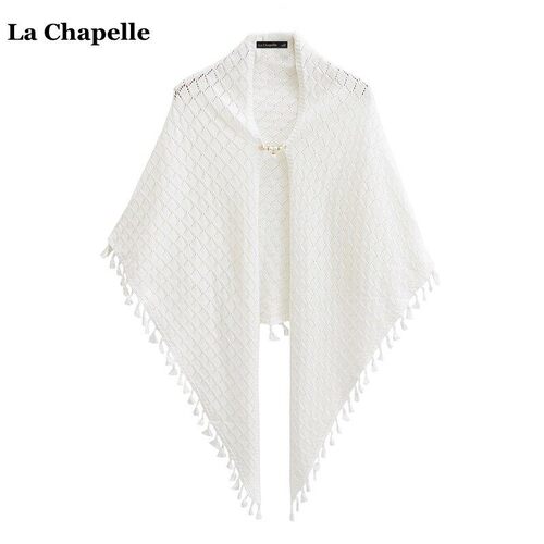拉夏贝尔/La Chapelle旗袍披肩外搭女春夏新款国风流苏三角形披风