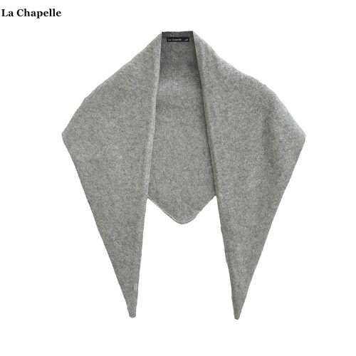 拉夏贝尔/La Chapelle高级感纯色披肩围巾俩用女空调房针织三角巾
