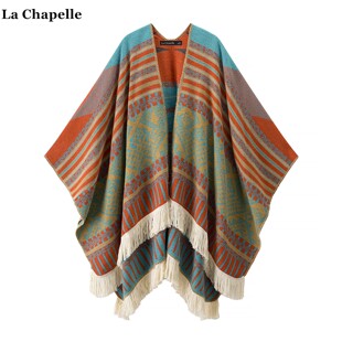 披肩女新疆西藏保暖披风围巾 Chapelle民族风斗篷开衫 拉夏贝尔