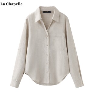 衬衫 Chapelle老钱风不规则长袖 女松弛感宽松防晒衬衣 拉夏贝尔