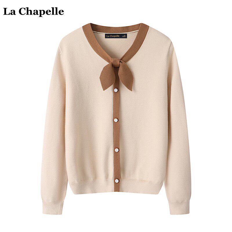 拉夏贝尔/La Chapelle秋季新款小香风蝴蝶结针织衫女法式v领毛衣高性价比高么？