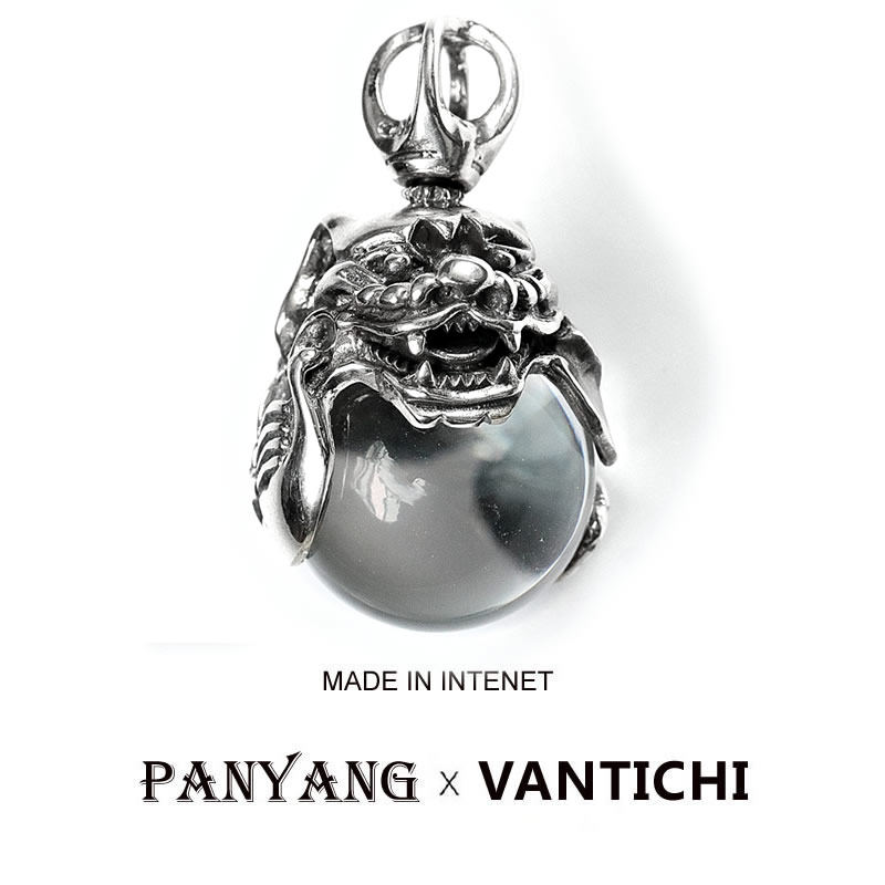 [有球必应]VANTICH925银貔貅水晶球吊坠男女复古招财转运泰银项链