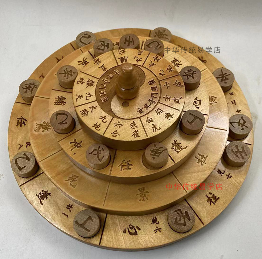 实木奇门罗盘遁甲活解多用风水转盘活盘+诸葛孔明转盘奇门说明书