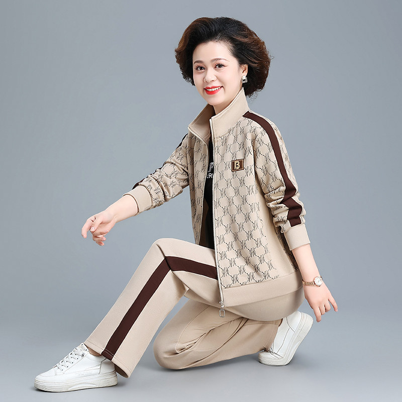 中年妈妈春季洋气时髦三件套中老中老年女装