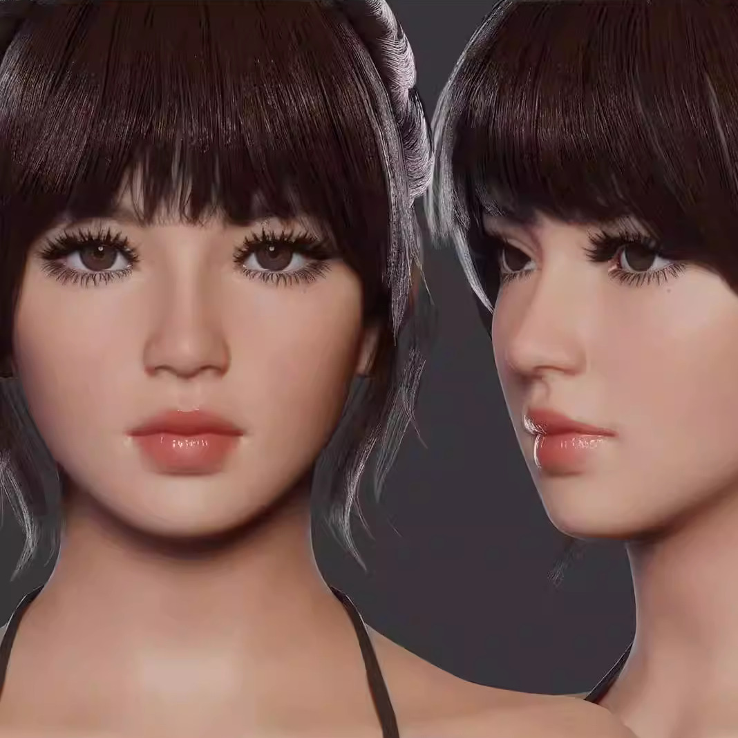 女性人身体模特3D模型立体人物blender源文件带贴图皮肤毛发五官