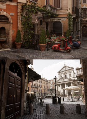 UE5虚幻5 Rome - Italian Town 罗马意大利城镇街道逼真场景环境
