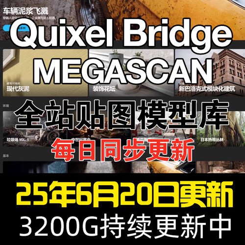 Megascan quixel/Bridge高清贴图模型材质8K/UE4/本地全站资源库