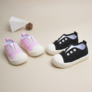 春款低帮休闲现货男女童扣眼帆布鞋韩版软底一脚蹬儿童小布鞋