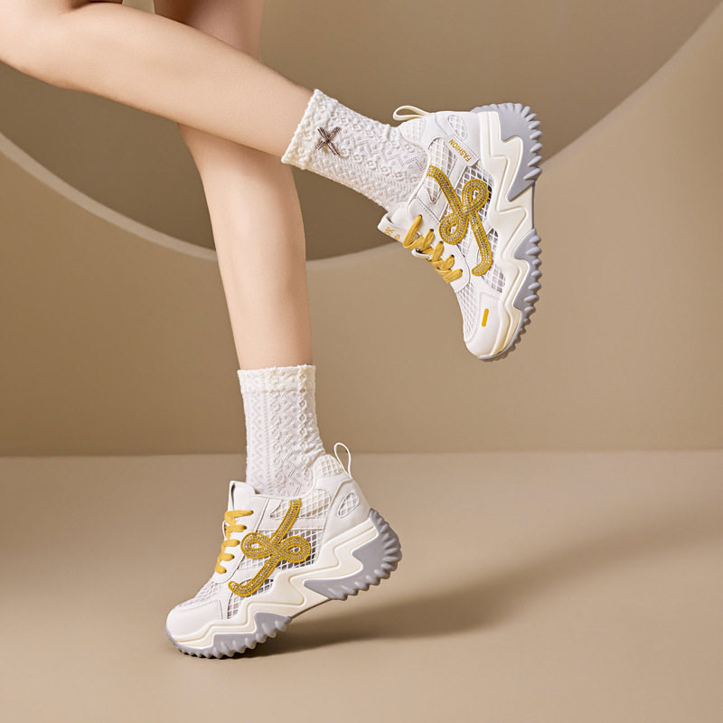 厚底网面老爹鞋女2026春夏季新款韩版百搭水钻休闲鞋子女款运动鞋