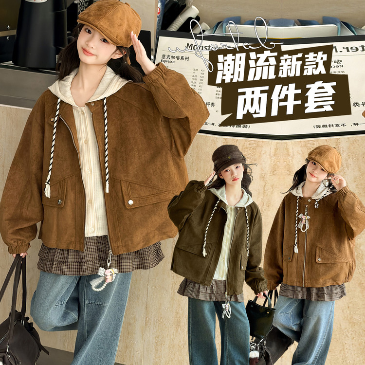 女童麂皮绒外套2026新款复古普通外套
