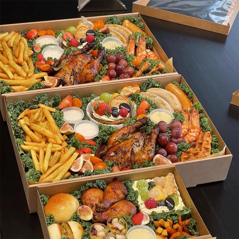 户外春游野餐一次性牛皮纸打包盒