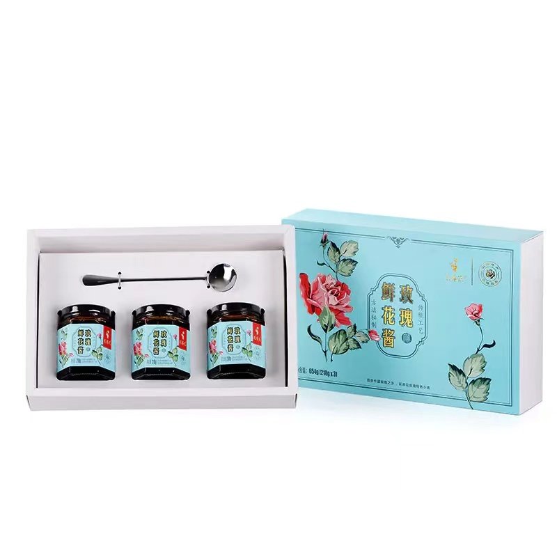 花养花玫瑰鲜花酱218g3瓶礼盒装山东平阴玫瑰酱面包酱果酱送礼,粮油调味/速食/干货/烘焙,果酱/鲜花酱/甜味酱,淘宝优惠券,粉丝福利购,淘宝优惠卷
