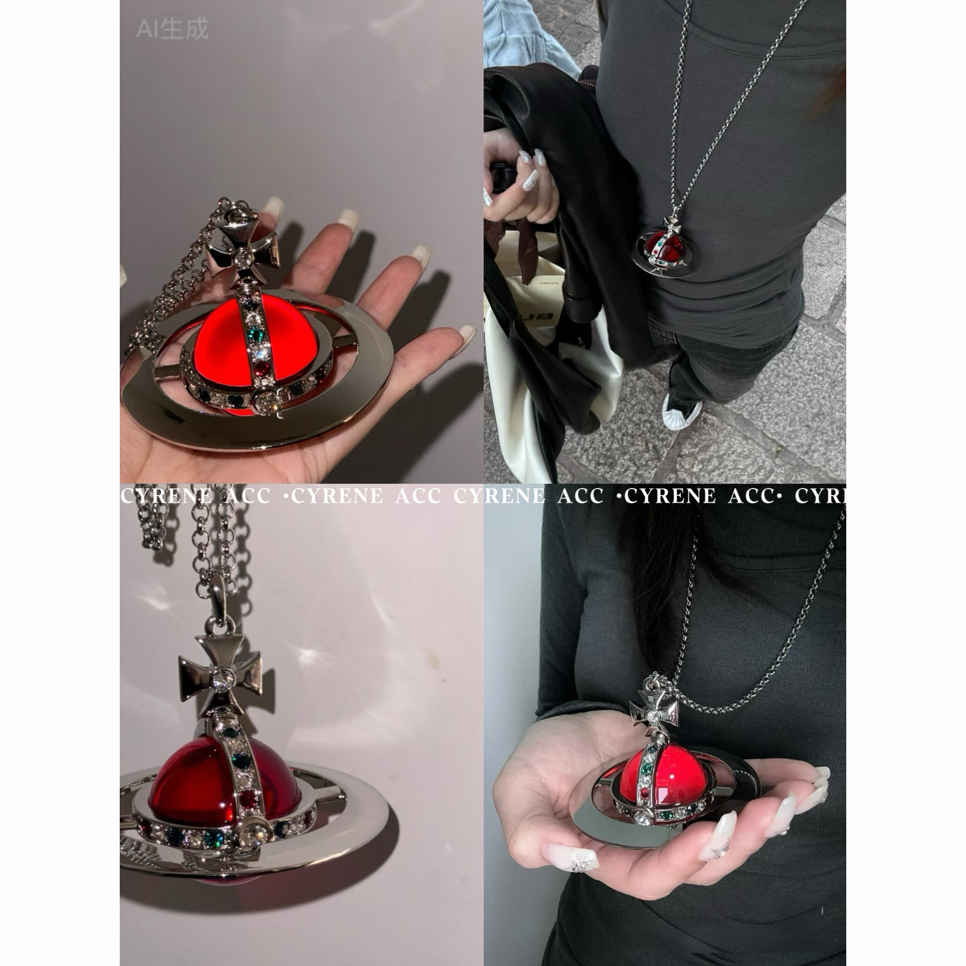 【orb巨球毛衣链】30mm直径立体飞碟土星星球项链酷炫朋克情侣款