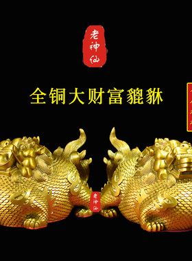 老神仙全铜大肚胖貔貅财位摆件