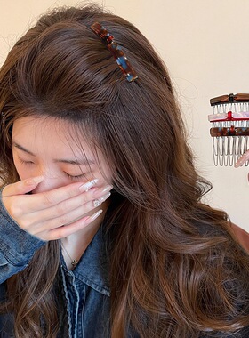 复古蝴蝶结发梳倒插梳女2026新款侧边碎发刘海夹秋高颅顶发卡发饰
