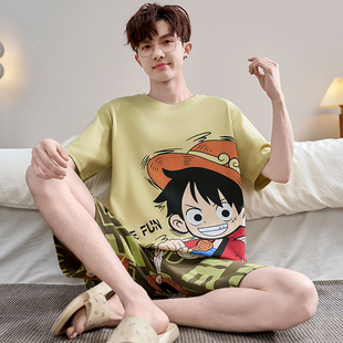 薄款 短袖 大码 2026新款 家居服套装 纯棉夏季 青少年夏天男款 睡衣男士