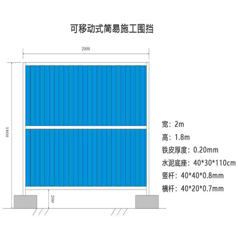 湖北武汉施工简易铁皮围挡工地金属彩钢挡板道路工程临时打围围栏