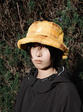 Kangol Faux Fur Bucket袋鼠新款人造皮草平顶盆帽豹纹格纹渔夫帽