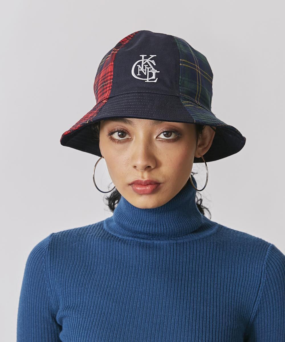 Kangol Work Leisure Casual袋鼠格纹灯芯绒拼接双面圆顶渔夫帽子-封面