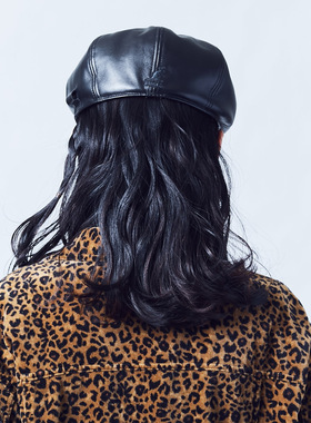 Kangol Faux Leather Cap袋鼠人造皮质八角帽贝雷帽英伦复古帽子