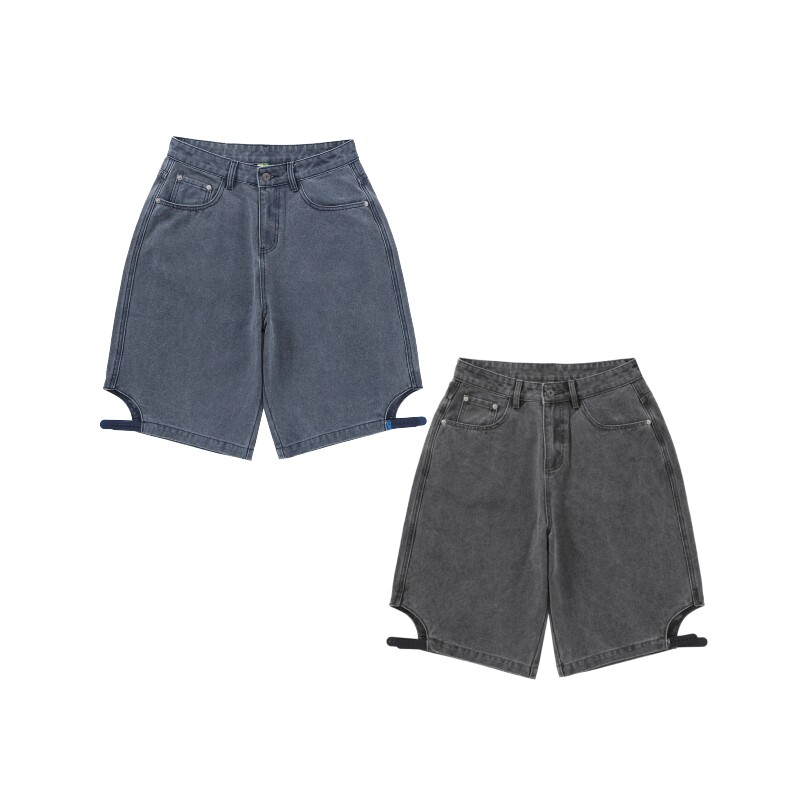 PuffFrog Snapback-Style Cuff Shorts 泡芙蛙帽扣五分牛仔短裤
