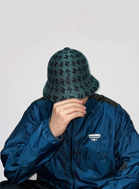 Kangol Square K Casual 袋鼠新款几何满版印花帽子圆顶渔夫帽