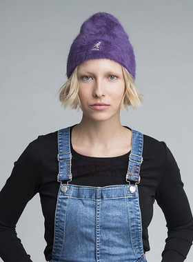 Kangol Furgora Skull Cap袋鼠兔毛冷帽线帽骷髅帽紫色针织帽子