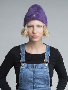 Cap袋鼠兔毛冷帽线帽骷髅帽紫色针织帽子 Skull Kangol Furgora