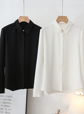 白色衬衫女高级感面试职业装工作服工装雪纺正装长袖白衬衣春秋款