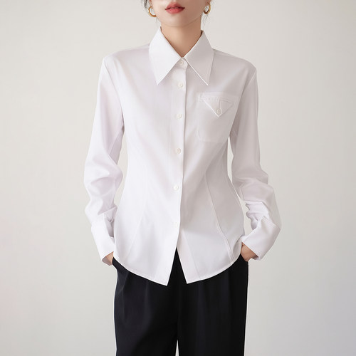通勤修身尖领免烫抗皱女衬衫