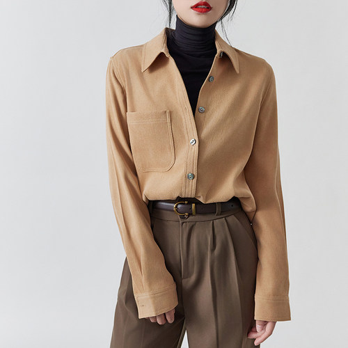 叠穿灯芯绒衬衫女秋冬2025新款