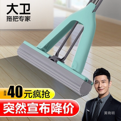 大卫海棉拖把2024新款加大对折吸水胶棉地拖免手洗一拖家用拖布净