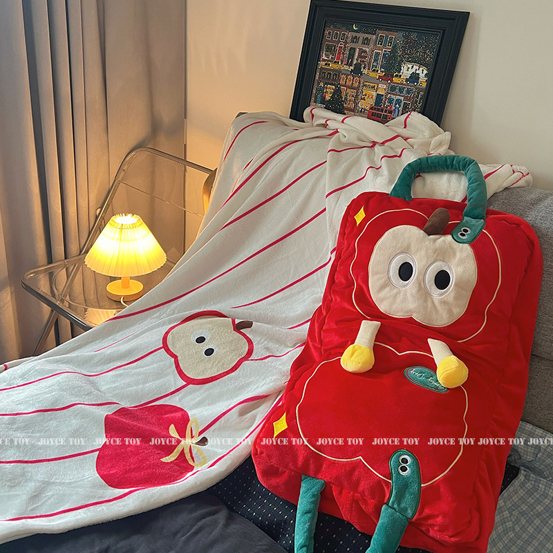 苹果可爱可暖手抱枕毯子三合一两用办公室午睡趴枕可插手靠枕保暖,居家布艺,抱枕被,淘宝优惠券,粉丝福利购,淘宝优惠卷