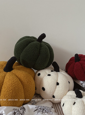 北欧网红软萌圆形小南瓜抱枕沙发客厅立体腰靠万圣节卧室波点靠枕