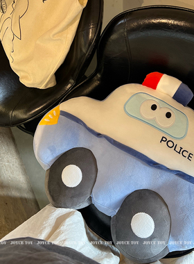 卡通汽车毛绒玩具可爱警车玩偶出租车抱枕冰淇淋车靠枕儿童礼物