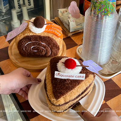 可爱趣味下午茶点心玩偶小蛋糕公仔毛绒玩具瑞士卷甜品玩偶装饰