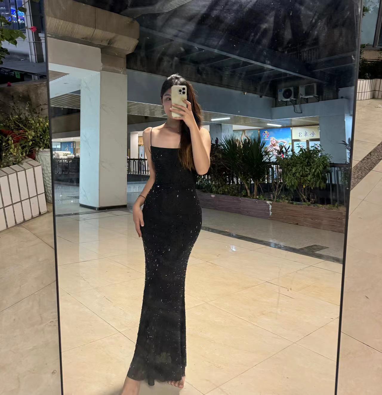  Black long skirt big diamond spot+L   + $4.72 