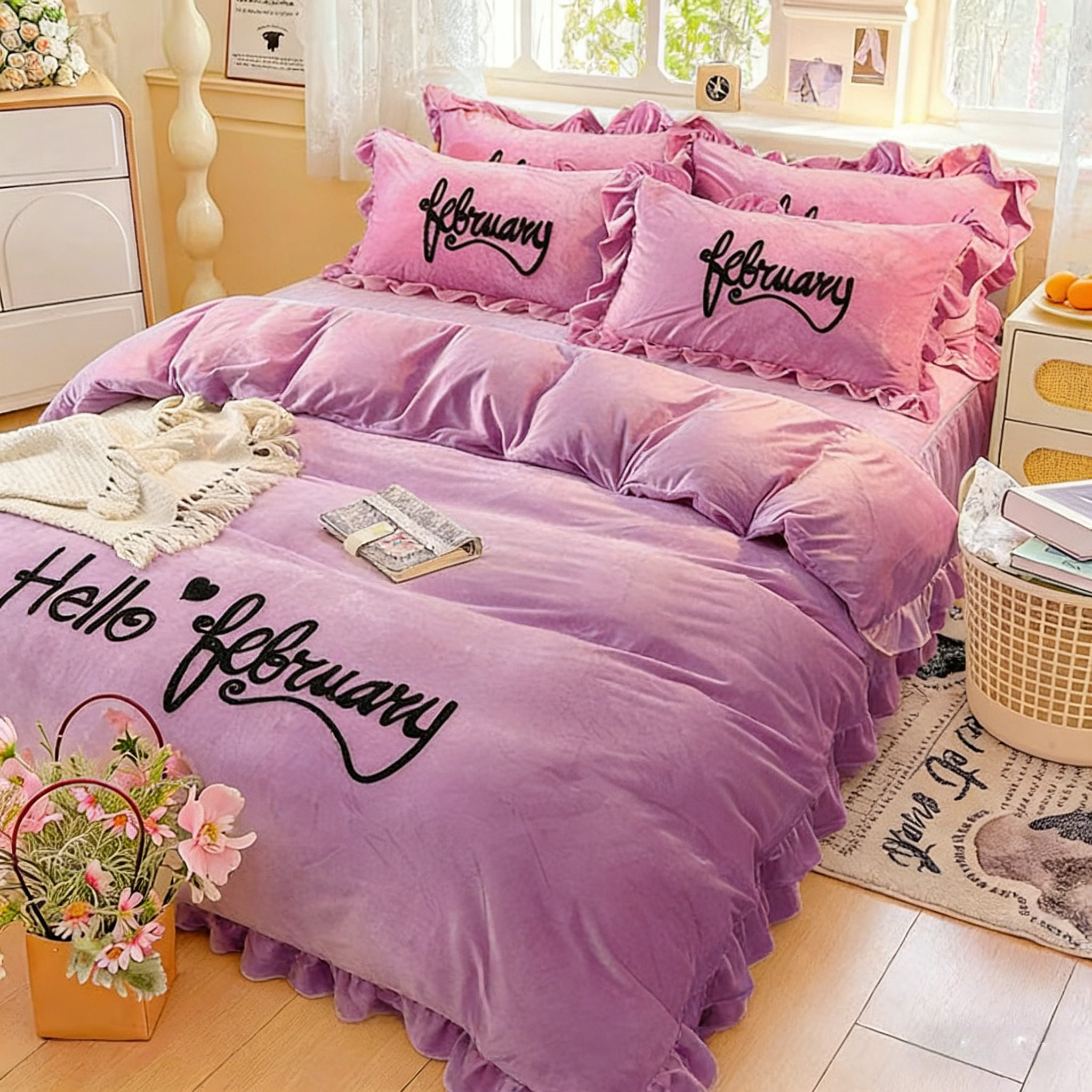 字母双面绒单被套花边双面加绒加厚保暖秋冬被芯套被单床品宿舍,床上用品,被套,淘宝优惠券,粉丝福利购,淘宝优惠卷