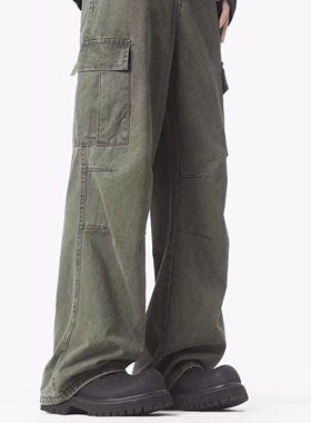 Lifenotes复古美式cleanfit多口袋工装裤做旧男女纯棉休闲裤