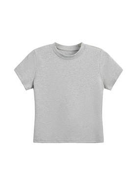 Lifenotes圆领正肩短袖t恤女修身紧身纯色百搭基础上衣短袖