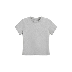 紧身纯色百搭基础上衣短袖 Lifenotes圆领正肩短袖 t恤女修身